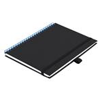 Notes koženkový SIMPLY A5 linajkový - čierna/svetlo modrá špirála