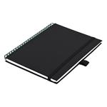 Notes koženkový SIMPLY A5 linajkový - čierna/zelená špirála