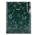 Notes - zápisník DESIGN B6 linajkový - zelená - kvety