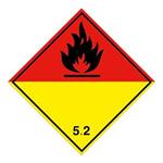 Organický peroxid nebezpečenstvo požiaru č 5.2, plast 2 mm s dierkami, 100x100 mm