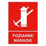 Požiarne náradie s textom - bezpečnostná tabuľka, samolepka 148x210 mm