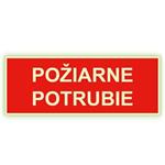 Požiarne potrubie - fotoluminiscenčná tabuľka, plast 2 mm 210x80 mm