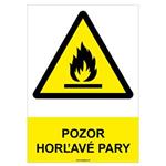 Pozor, horľavé pary- bezpečnostná tabuľka, plast 0,5 mm - A4