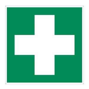 Prvá pomoc - ošetrovňa - označenie lekárničky - bezpečnostná tabuľka, plast 2 mm s dierkami 300x300 mm