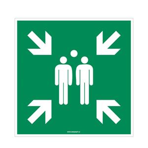 Shromaždiště - bezpečnostní tabulka s dírkami, plast 2 mm 150x150 mm