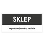 SKLEP, šedá, samolepka, 190x90 mm