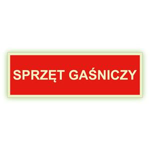 Sprzęt gaśniczy - fotoluminescencyjny znak, naklejka 150x50 mm