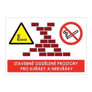 Stavebně oddělené prostory pro kuřáky a nekuřáky, samolepka a5