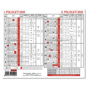 Stolový kalendár 2026 Plánovacia karta