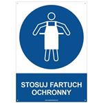 STOSUJ FARTUCH OCHRONNY - znak BHP z dziurkami, płyta PVC A4, 2 mm