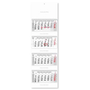 Štvormesačný kalendár Kvatro skládaný český so špirálou 2026 - sivý