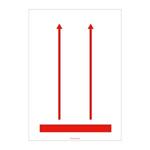 TĄ STRONĄ DO GÓRY - CZERWONY ZNAK, naklejka, 74x105 mm