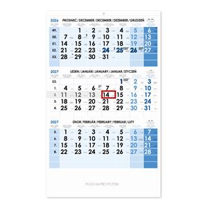 Trojmesačný kalendár Trio český 2027 - modrý