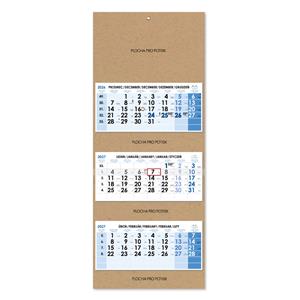 Trojmesačný kalendár Trio Kraft skládaný český 2027 - modrý