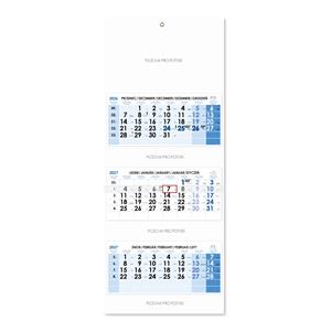 Trojmesačný kalendár Trio skládaný český 2027 - modrý