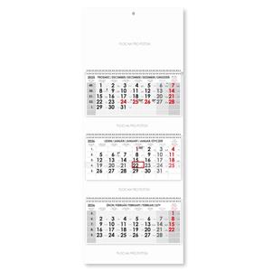 Trojmesačný kalendár Trio skládaný český so špirálou 2026 - sivý