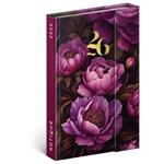 Týždenný magnetický diár 2026 B6 Fialová kvety