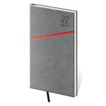 Týždenný vreckový diár 2026 Grife - sivo/červená
