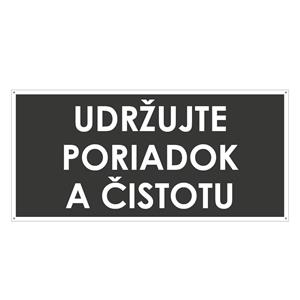 Udržujte poriadok a čistotu, šedá, plast 2mm s dierkami - 190x90mm