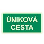 Úniková cesta - fotoluminiscenčná tabuľka, plast 1 mm 300x150 mm