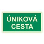 Úniková cesta - fotoluminiscenční tabulka, samolepka 200x100 mm