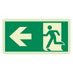 Únikový východ vľavo - fotoluminiscenčná tabuľka, plast 2 mm 400x200 mm