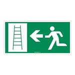 Únikový žebřík - směr vlevo - bezpečnostní tabulka, samolepka 200x100 mm