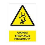 UWAGA! SPADAJĄCE PRZEDMIOTY - znak BHP, naklejka A4