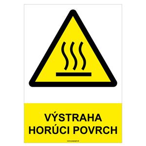Výstraha! Horúci povrch - bezpečnostná tabuľka, samolepka A4