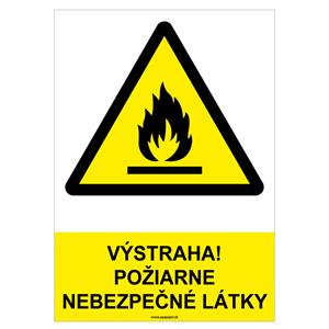 Výstraha! Požiarne nebezpečné látky-bezpečnostná tabuľka, plast A4, 0,5mm