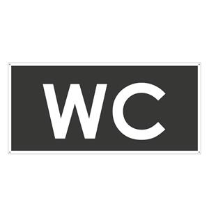 WC - OZNAČENÍ TOALETY, šedá, plast s dírami 2 mm 190x90 mm