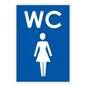 WC ženy, modrá, plast 1mm,105x148mm