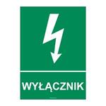 WYŁĄCZNIK, płyta PVC 2 mm, 210x297 mm