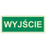 Wyjście - fotoluminescencyjny znak z dziurkami, płyta PVC 2 mm 200x75 mm