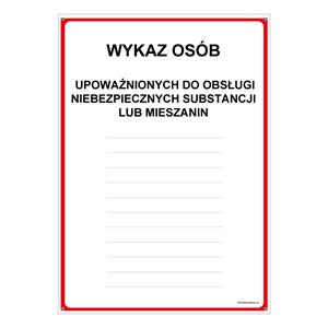 WYKAZ OSÓB, płyta PVC 2 mm z dziurkami, A4
