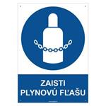 Zaisti plynovú fľašu - bezpečnostná tabuľka s dierkami, plast 2 mm - A4