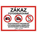 Zákaz fotografování - bezpečnostní tabulka s dírkami, plast A4, 2mm