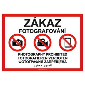 Zákaz fotografování - bezpečnostní tabulka, samolepka A4