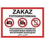 Zakaz fotografowania - Znak BHP, naklejka A5
