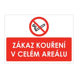 Zákaz kouření v celém areálu, samolepka a4