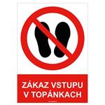 Zákaz vstupu v topánkach - bezpečnostná tabuľka , samolepka A4