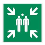 Zhromaždisko - bezpečnostná tabuľka, plast 2 mm s dierkami 150x150 mm