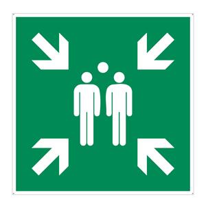 Zhromaždisko - bezpečnostná tabuľka, plast 2 mm s dierkami 300x300 mm